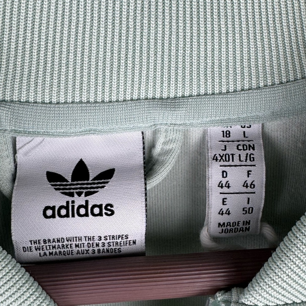 Adidas Originals mint Vapgreen Women Track Jacket White Stripe Zip up Large NWOT - Picture 5 of 9